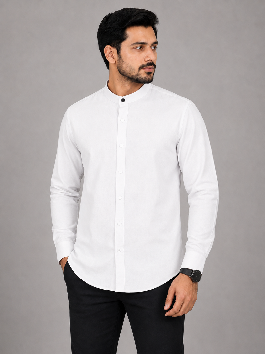 Premium Oxford Band Collar Shirt