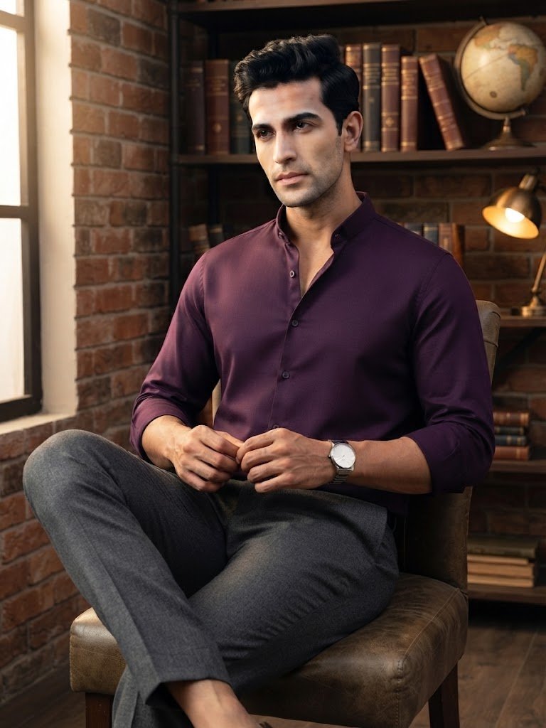 Premium Oxford Band Collar Shirt - JAM hover
