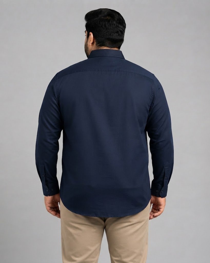 Premium Oxford Kent Collar Chest Pkt Shirt - NAVY BLUE hover