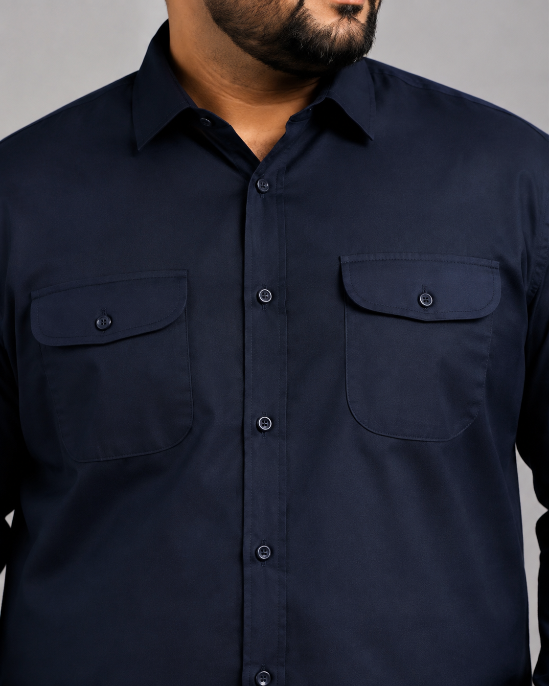 Premium Oxford Double Pkt Shirt - NAVY BLUE hover