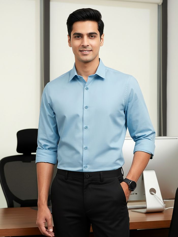 Premium Micro Spandex Shirt - SKY BLUE L/SLV