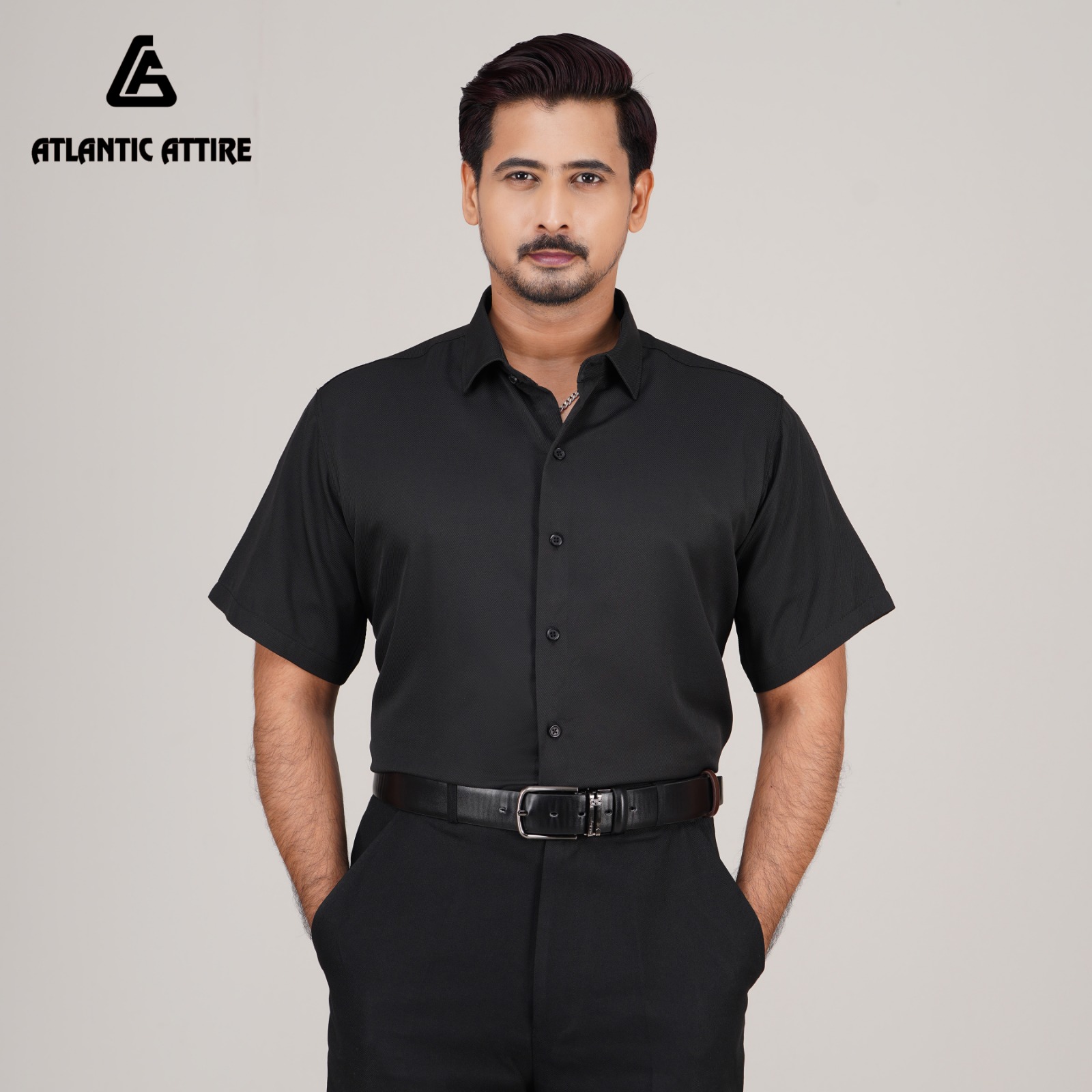 Premium China Engle Fabric Shirt - BLACK S/SLV