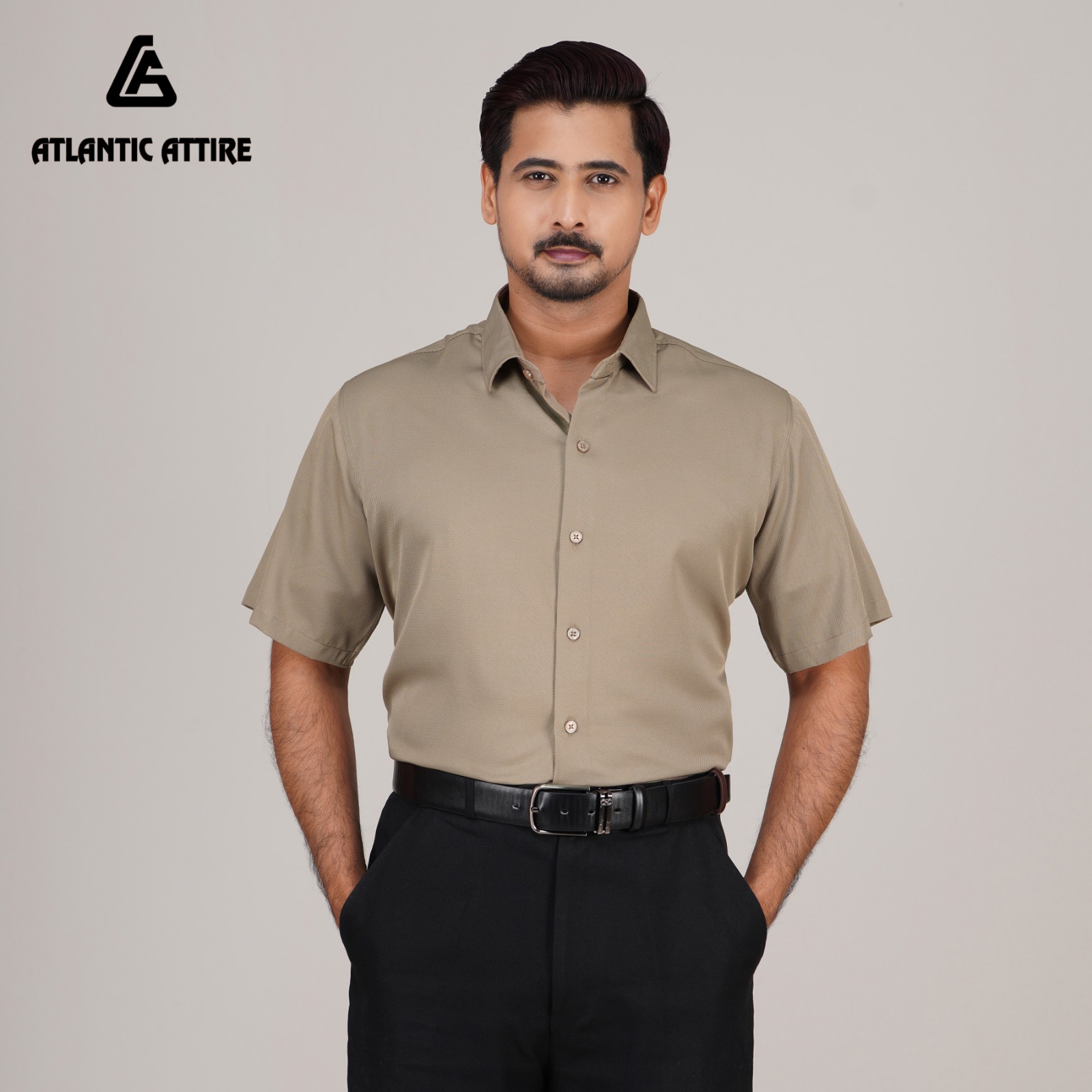 Premium China Engle Fabric Shirt - BEIGE S/SLV