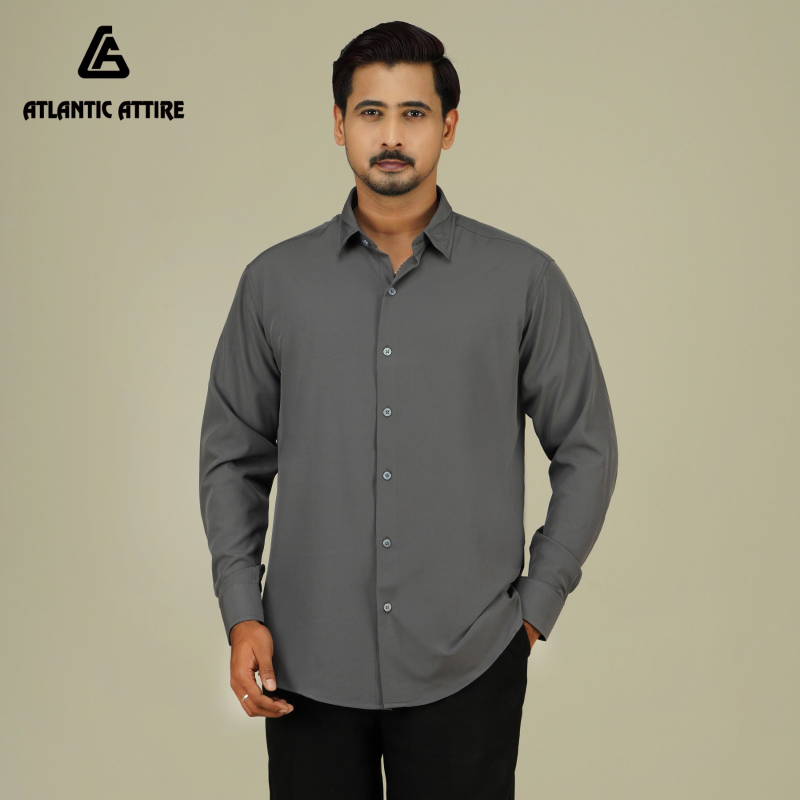 Premium Micro Spandex Shirt - CHARCOAL GREY L/SLV