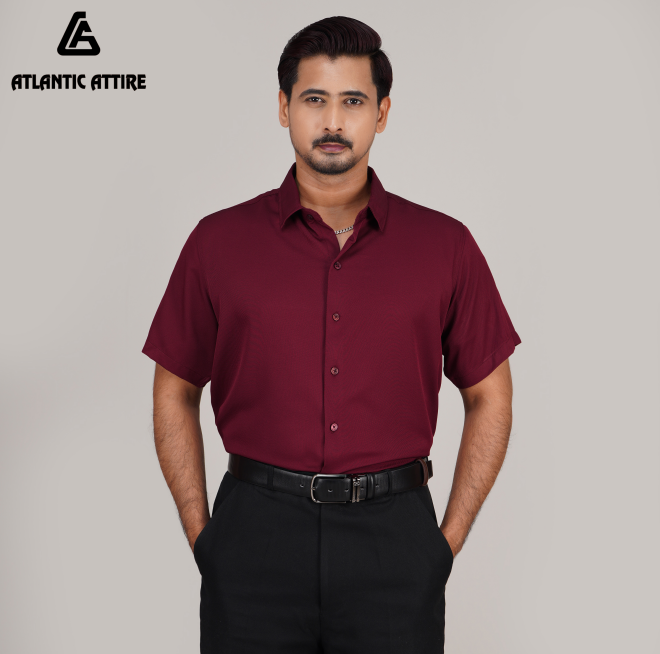 Premium China Engle Fabric Shirt - MAROON S/SLV